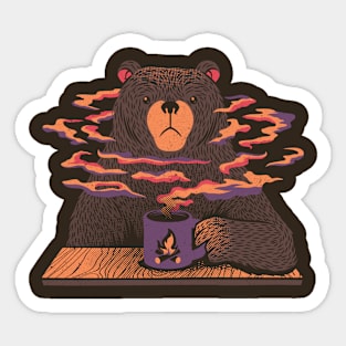 Bear Having Coffee I Love Coffee Sticker